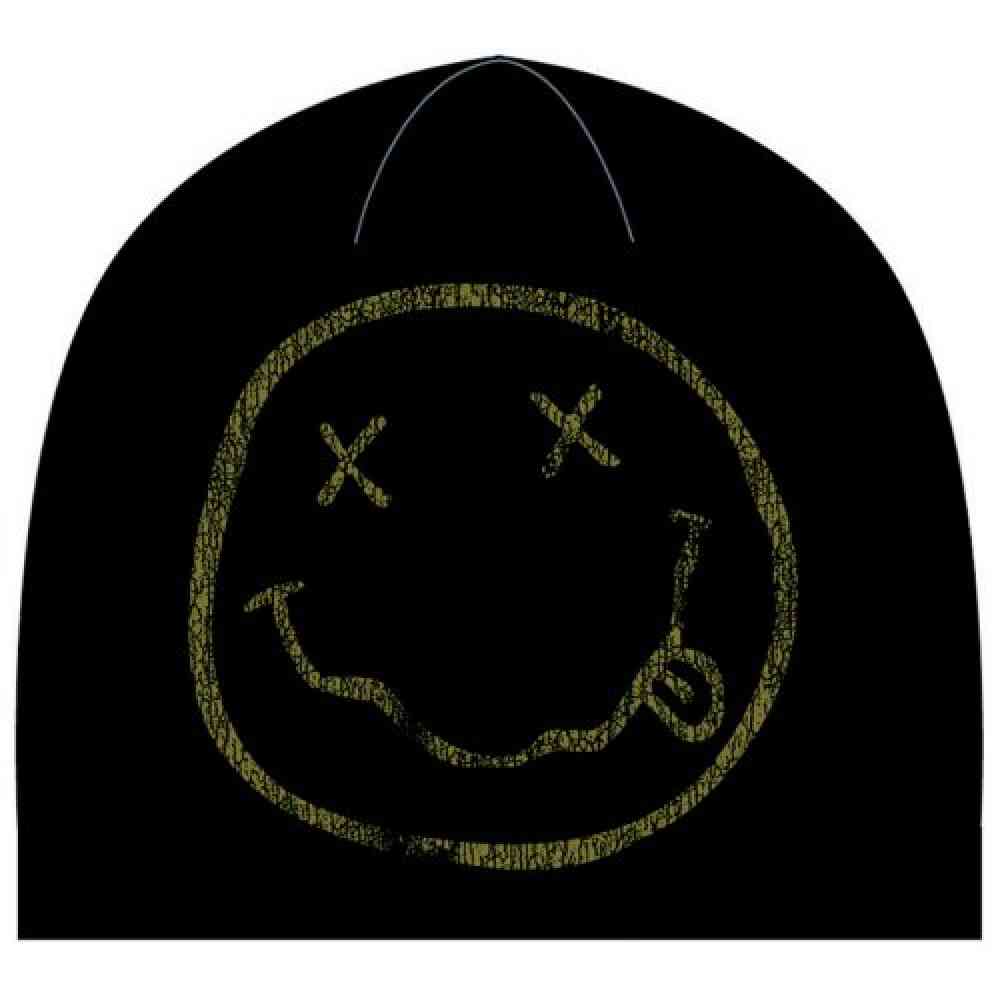 Nirvana - Happy Face Mütze Beanie - Schwarz